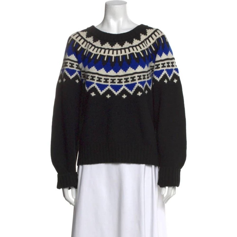 Polo Ralph Lauren Sweater Womens XXL Black Blue Fair Isle Lambswool Cashmere 2X
